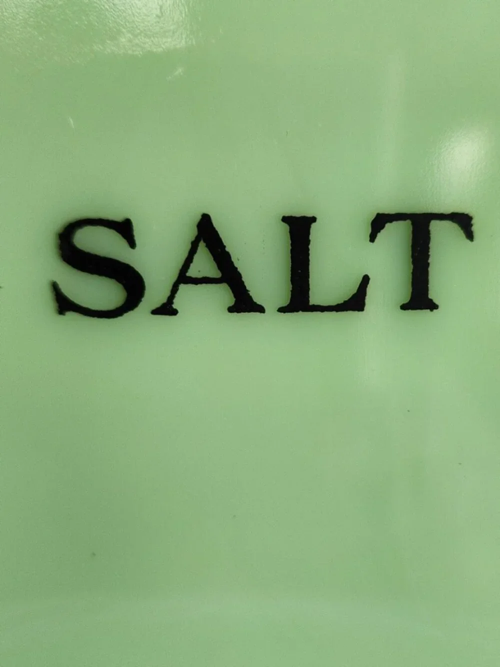 Jeannette Jadeite Jadite SALT BOX Uranium Green Glass Jade ite No Lid Very HTF